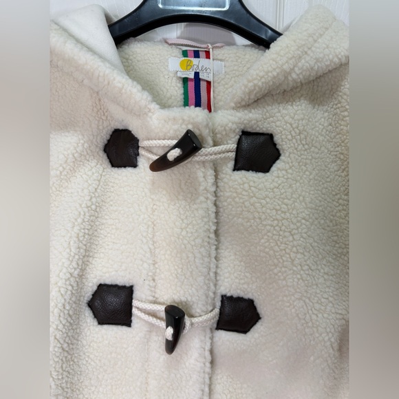 NWT Boden Elgin Borg Hooded Cream Brown Zip Toggle Duffel Coat sz 14 - Picture 5 of 15